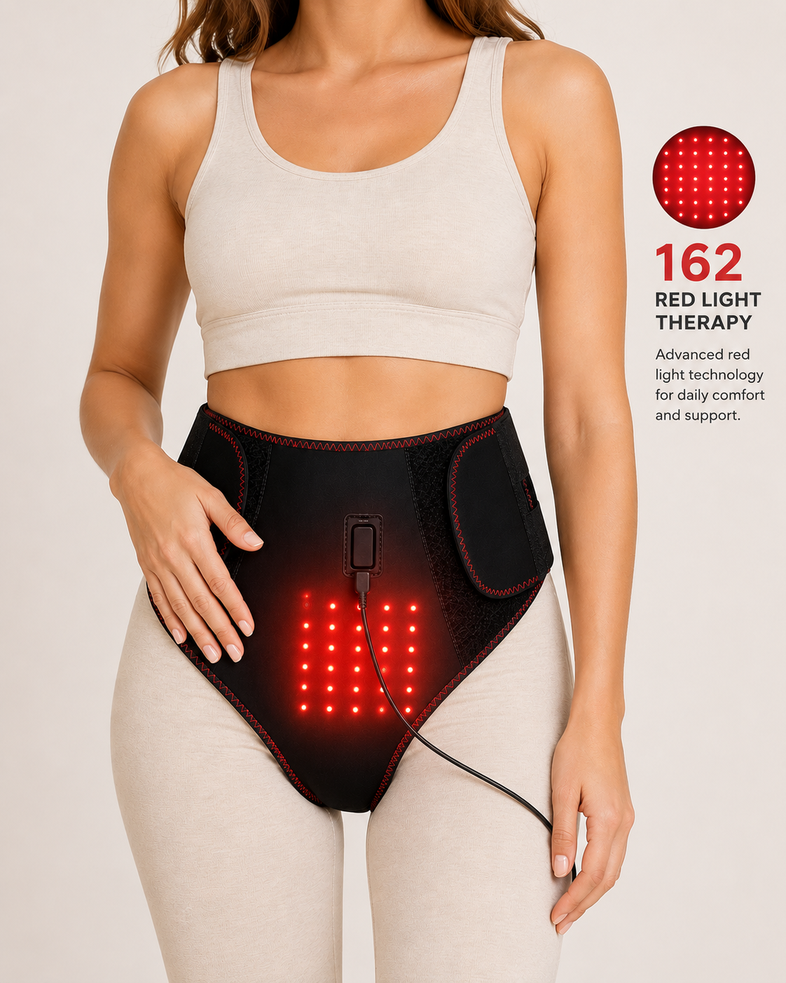 Luneza warming comfort belt worn around the waist